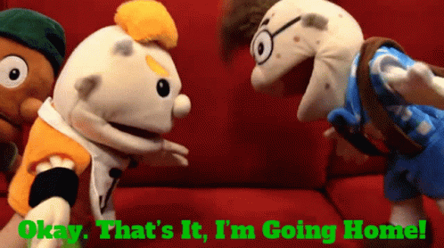 Im Going Home Fighting Puppets GIF