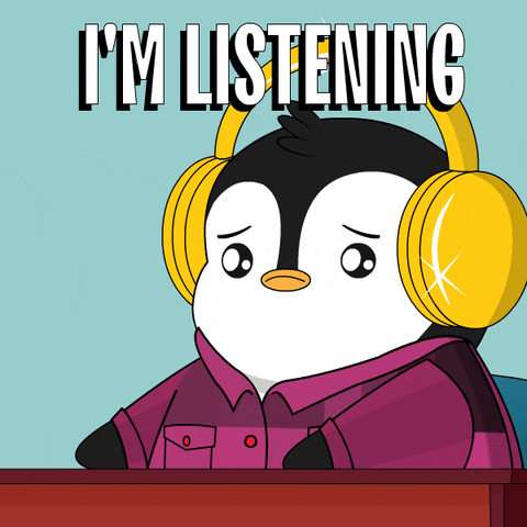 Im Listening Pudgy Penguin Headphones GIF