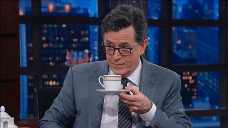 Im Listening Stephen Colbert Drinking Coffee GIF