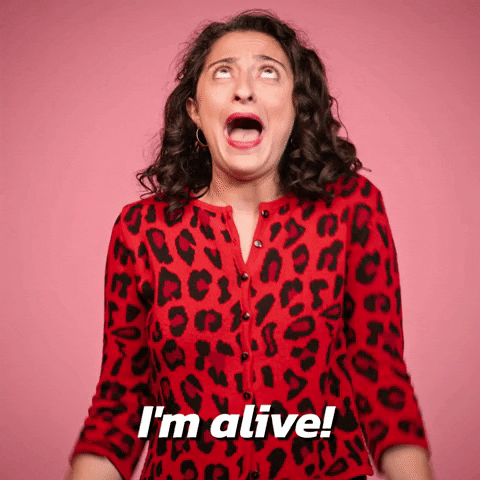 Im Not Dead Yet Ecstatic Lady GIF