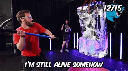 Im Not Dead Yet Hammering Ice Block GIF
