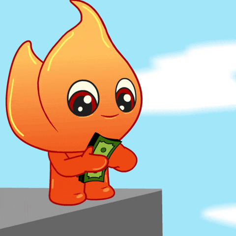 Im Rich Cartoon Flame Tossing Money GIF
