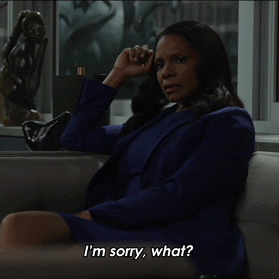 Im Sorry What Sitting Lady GIF