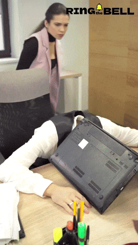 Im Tired Sleeps Laptop On Head GIF