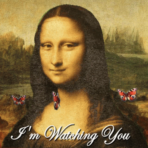 Im Watching You Moving Mona Lisa Painting GIF
