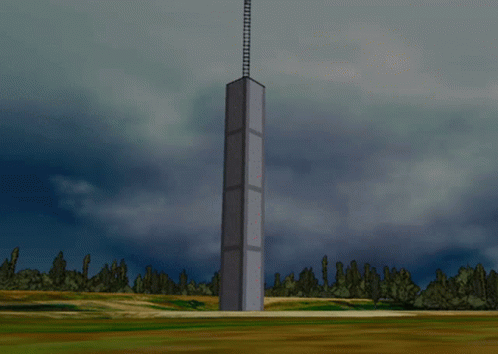 Implosion Of Animated Thin Building GIF