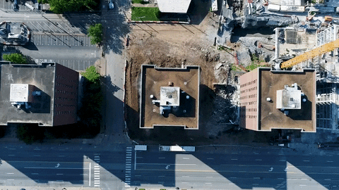 Implosion Of Building Birds Eye View GIF