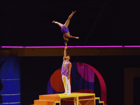 Impressive Circus Stunt Head Standing Balance GIF