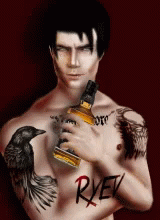 Imvu Asian Tattooed Guy Drinking GIF