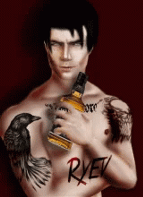 Imvu Asian Tattooed Guy Drinking GIF