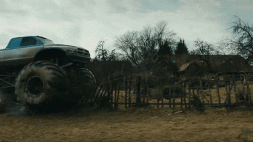 Incredible Monster Super Truck Rampaging Fences GIF