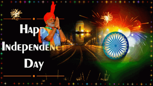 Independence Day Greeting Card Fireworks Man in Turban