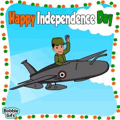 Independence Day Greeting Card With Plane