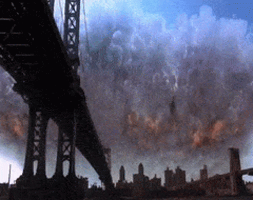Independence Day Movie Spaceship Come Out From Clouds GIF