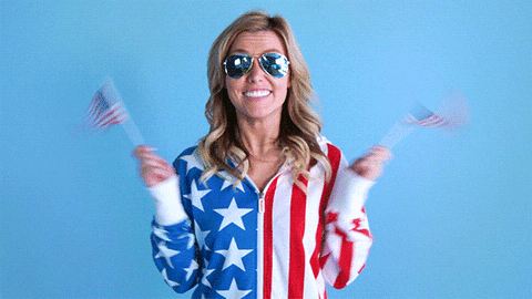 Independence Day Woman Waving Flag GIF