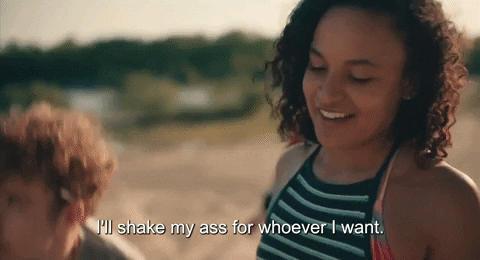 Independent Curly Woman Shake Ass Whoever Want GIF