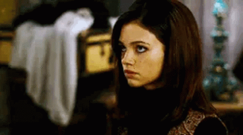 Baffled India Eisley Looking Up GIF