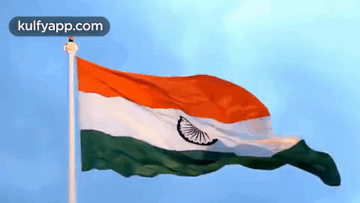Indian Flag Waving In Blue Sky GIF