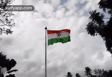 Indian Flag Waving In Cloudy Sky GIF