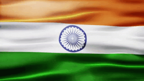 Indian Flag Waving With Blue Circle GIF
