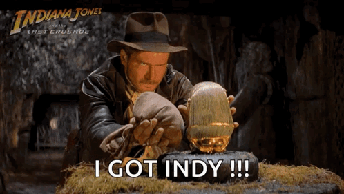 Indiana Jones and the Last Crusade Movie Poster Holding Golden Ball