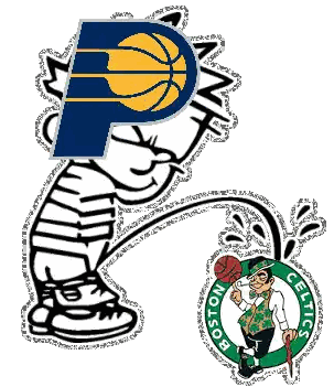 Indiana Pacers Logo Next to Celtics Logo