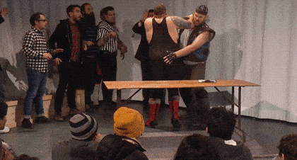 Indie Wrestler Chokeslam To Table GIF