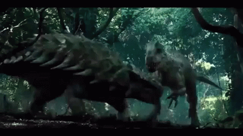 Indominus Rex Beat Up Ankylosaurus GIF