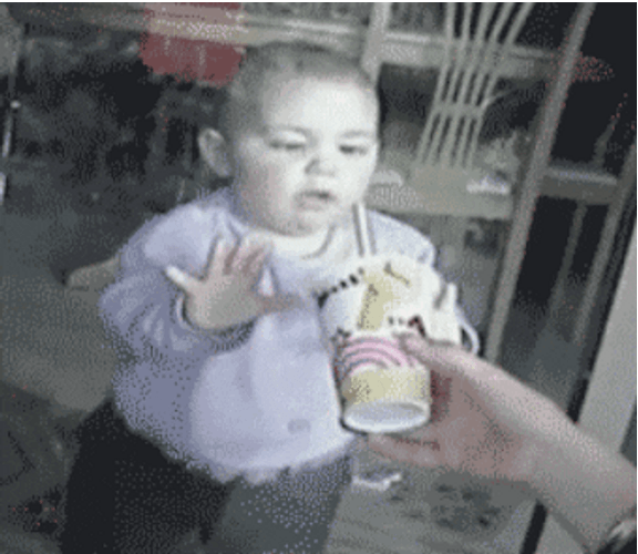 Infant Window Licker Trying To Sip Juice GIF