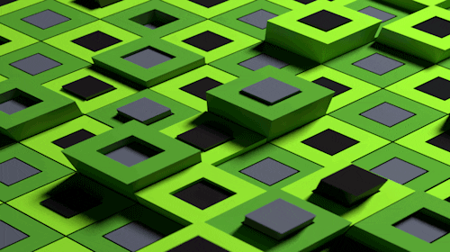 Infinite Loop Green Metal Cubes GIF