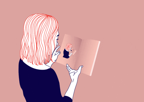 Infinite Woman Reading Book Of Herself GIF