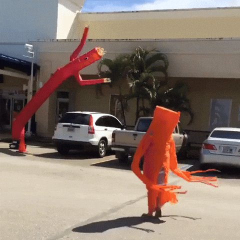 Inflatable Tube Man Meets Human Mate Meme GIF