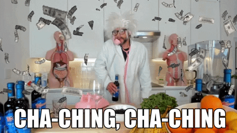 Influencer In A Scientist Costume Cha Ching GIF