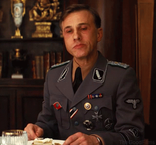Inglourious Basterds Hans Landa Chewing GIF