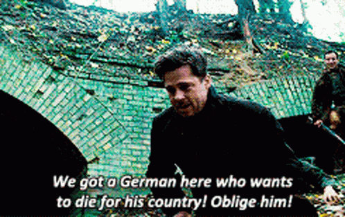 Inglourious Basterds Lt. Aldo Raine Sit GIF
