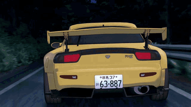 Initial D Lightning Yellow Car GIF