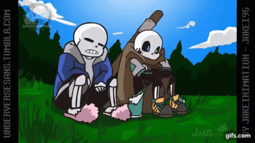 Ink Sans & San Pondering & Hanging Out Together GIF