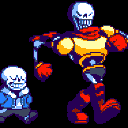 Ink Sans Walking With Hetsura Pixelated Art GIF