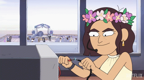 Inside Job Reagan Ridley Floral Headdress GIF