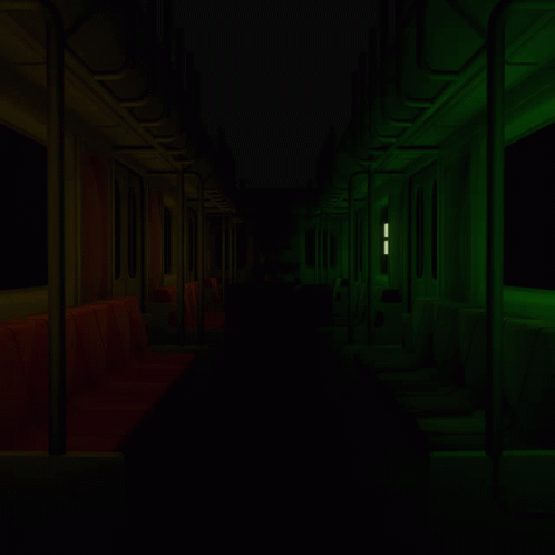 Inside Subway Car With Green Lights