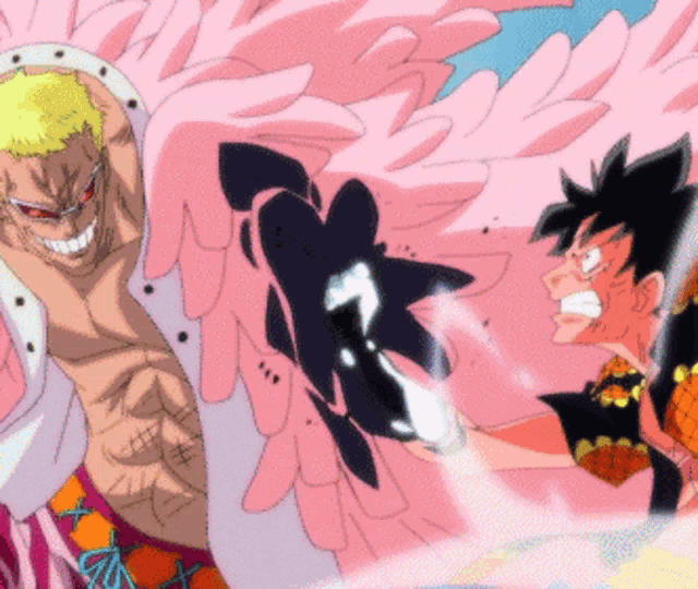 Intense Fight Scene Of Luffy Vs Doflamingo GIF