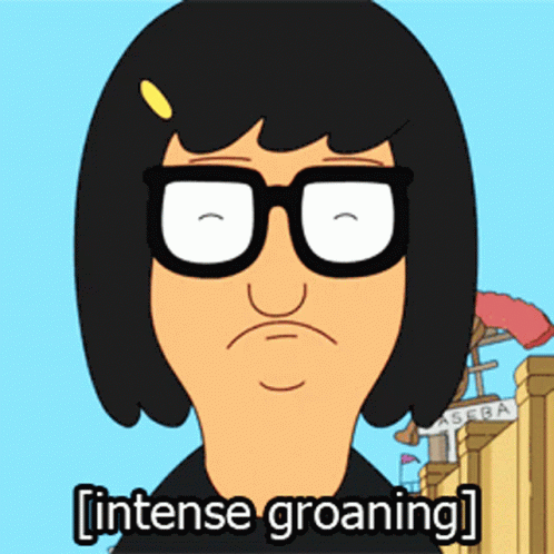 Intense Groaning Woman With Glasses
