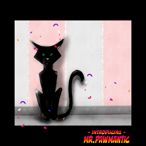 International Cat Day Black Feline Sitting GIF