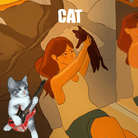 International Cat Day Woman Lifting Pet GIF