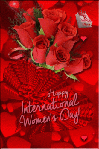 Happy International Women's Day With Beautiful Roses GIF
