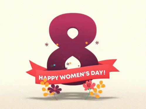 International Women's Day Written Under Big Number 8 GIF