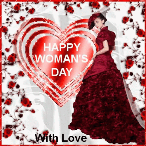International Women's Day Lighting Red Heart GIF