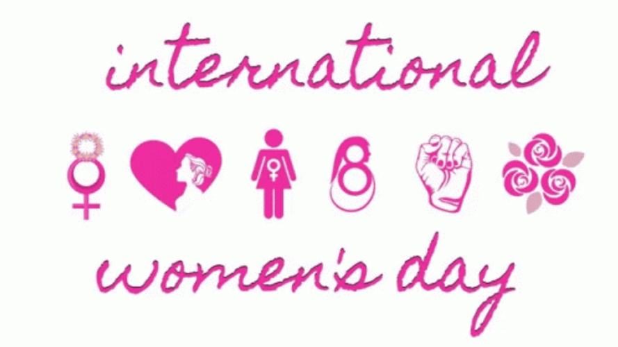 International Women's Day With Ladies Sign GIF