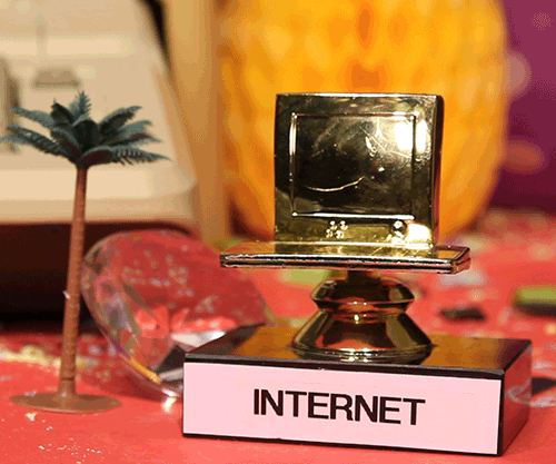 Internet Gold Trophy Award Confetti GIF