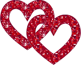 Intertwined Red Hearts with Glitter